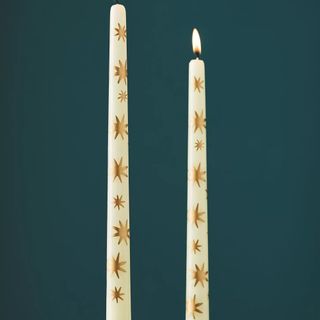 Gold star taper candles