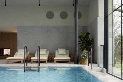 The Bothy by Wildsmith at Heckfield Place swimming pool loungers