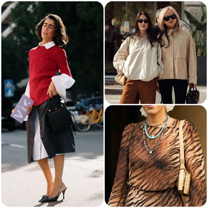 collage of milan fashion week street style 