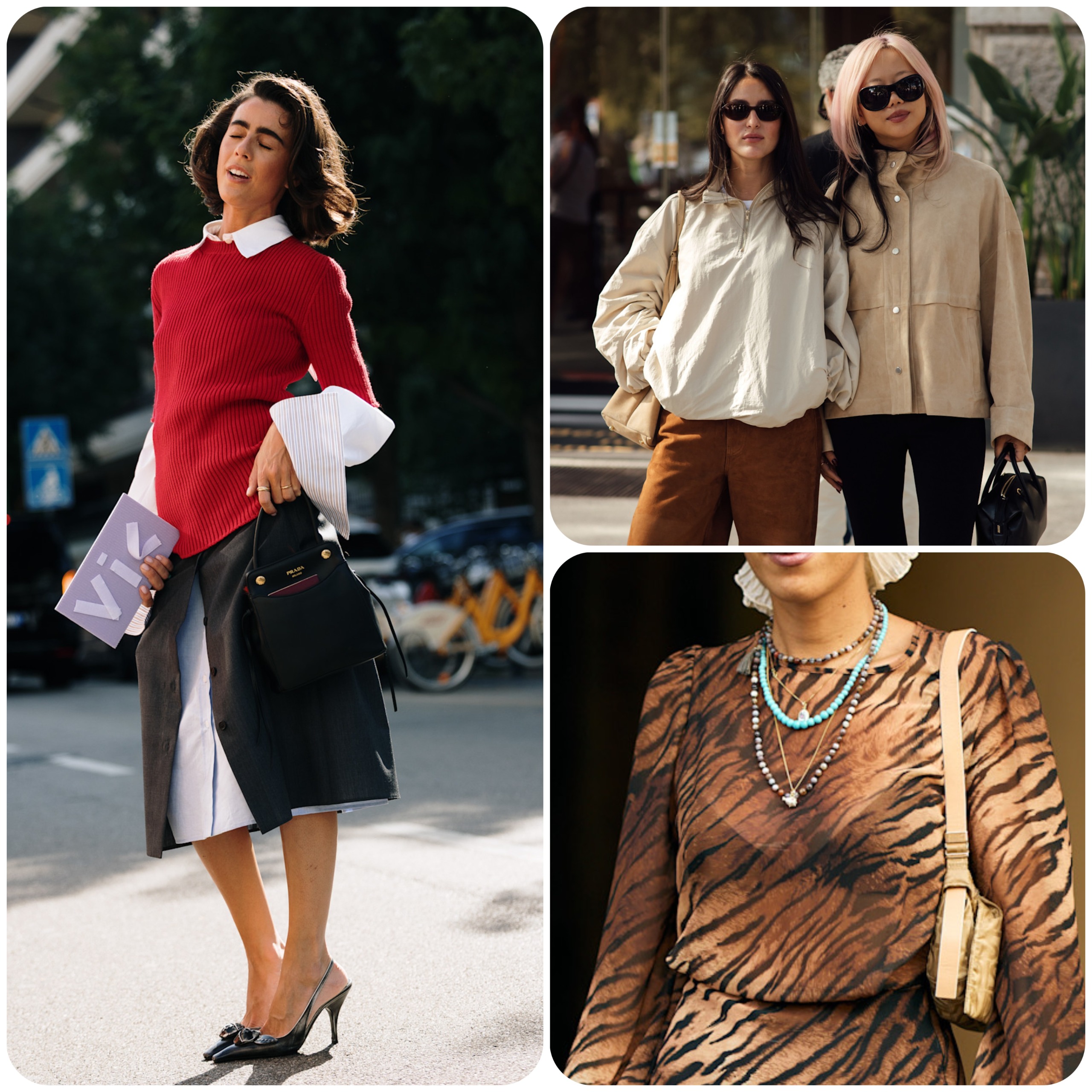 collage of milan fashion week street style 