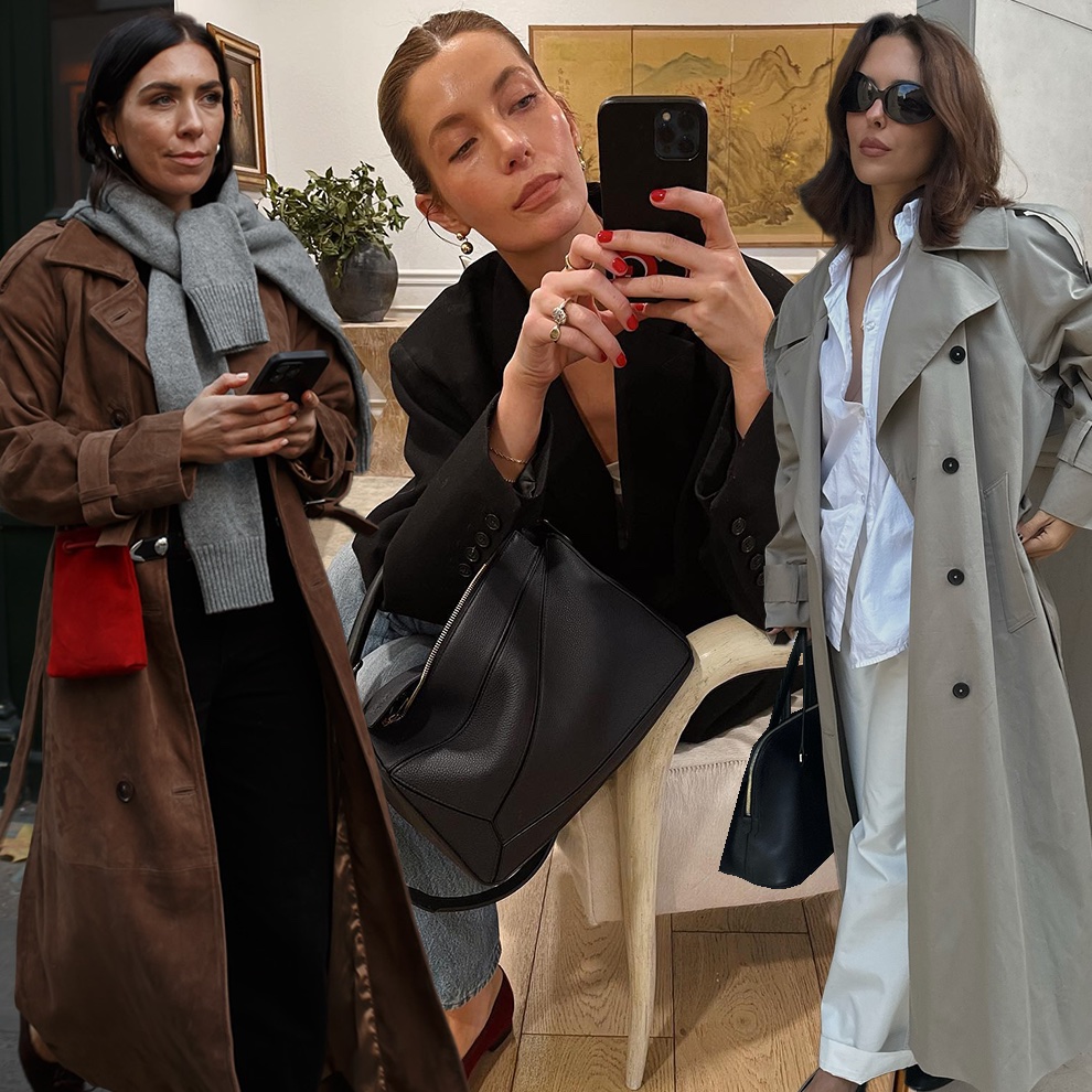 fashion collage featuring four style influencers including Anna Howard, Jessica Skye, Courtney Grow, and Debora Rosa, wearing chic outfits with the 2026 v-cut flats trend