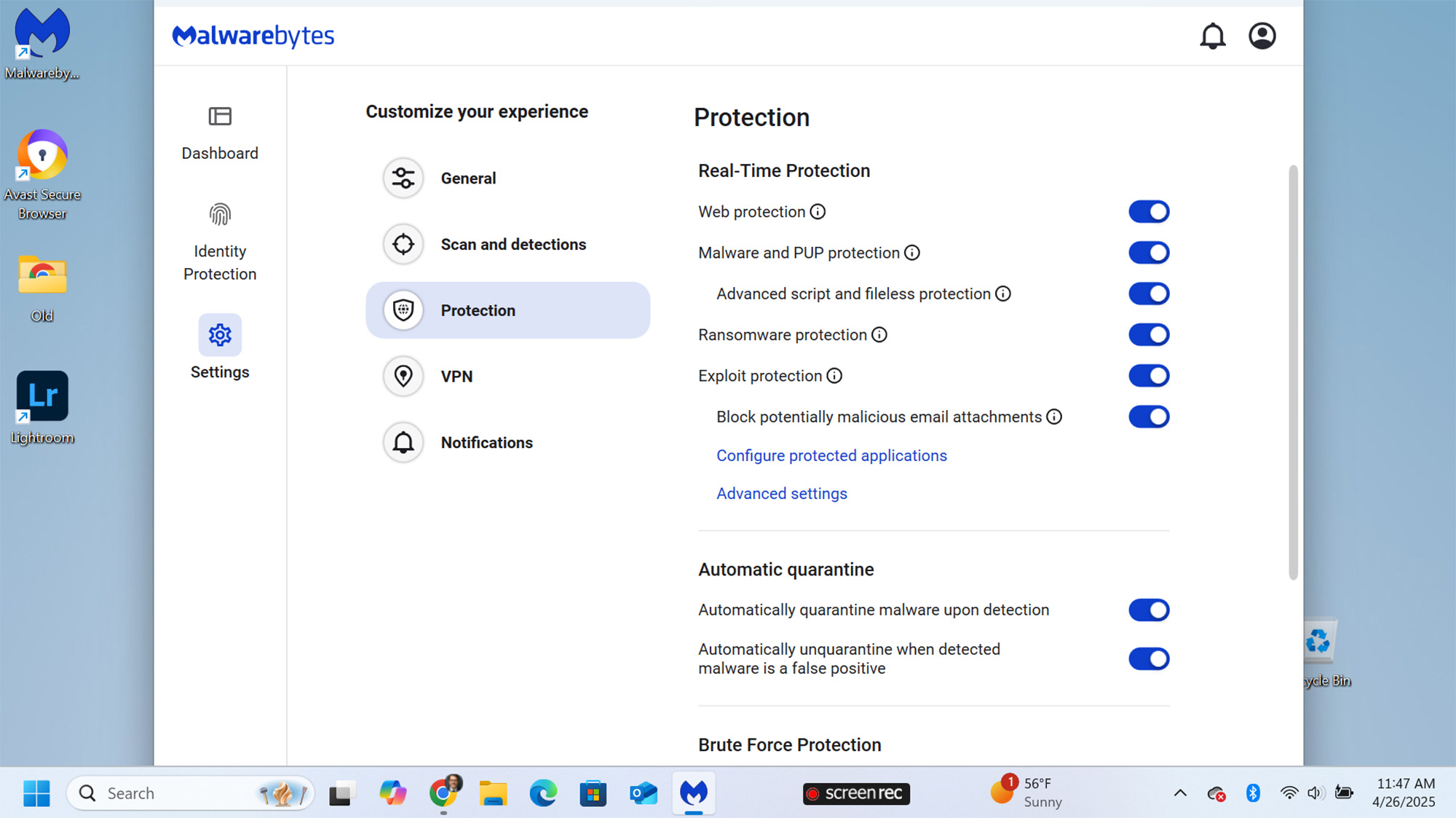 Malwarebytes Plus app screen shot