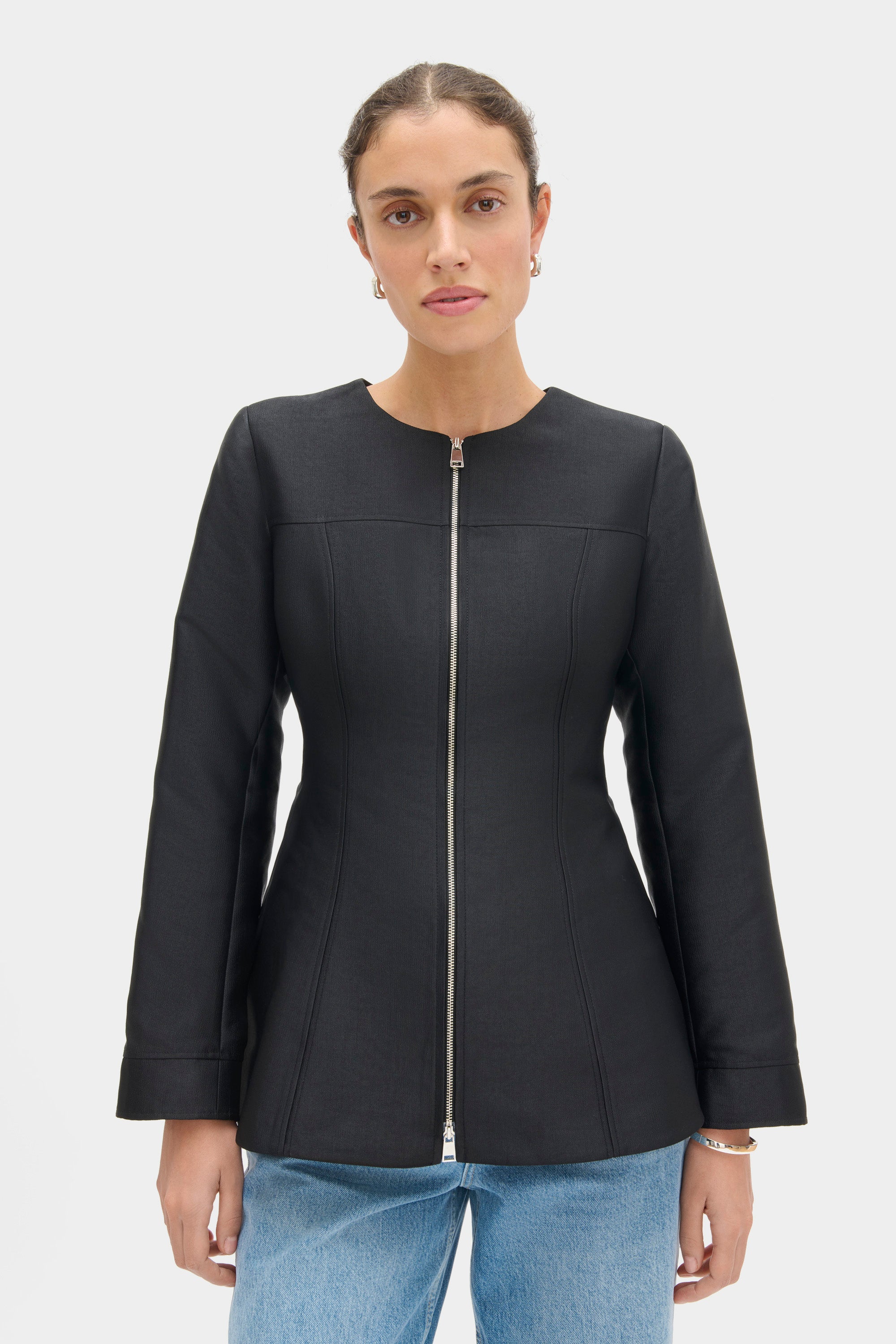 Dara Satin Zip Blazer