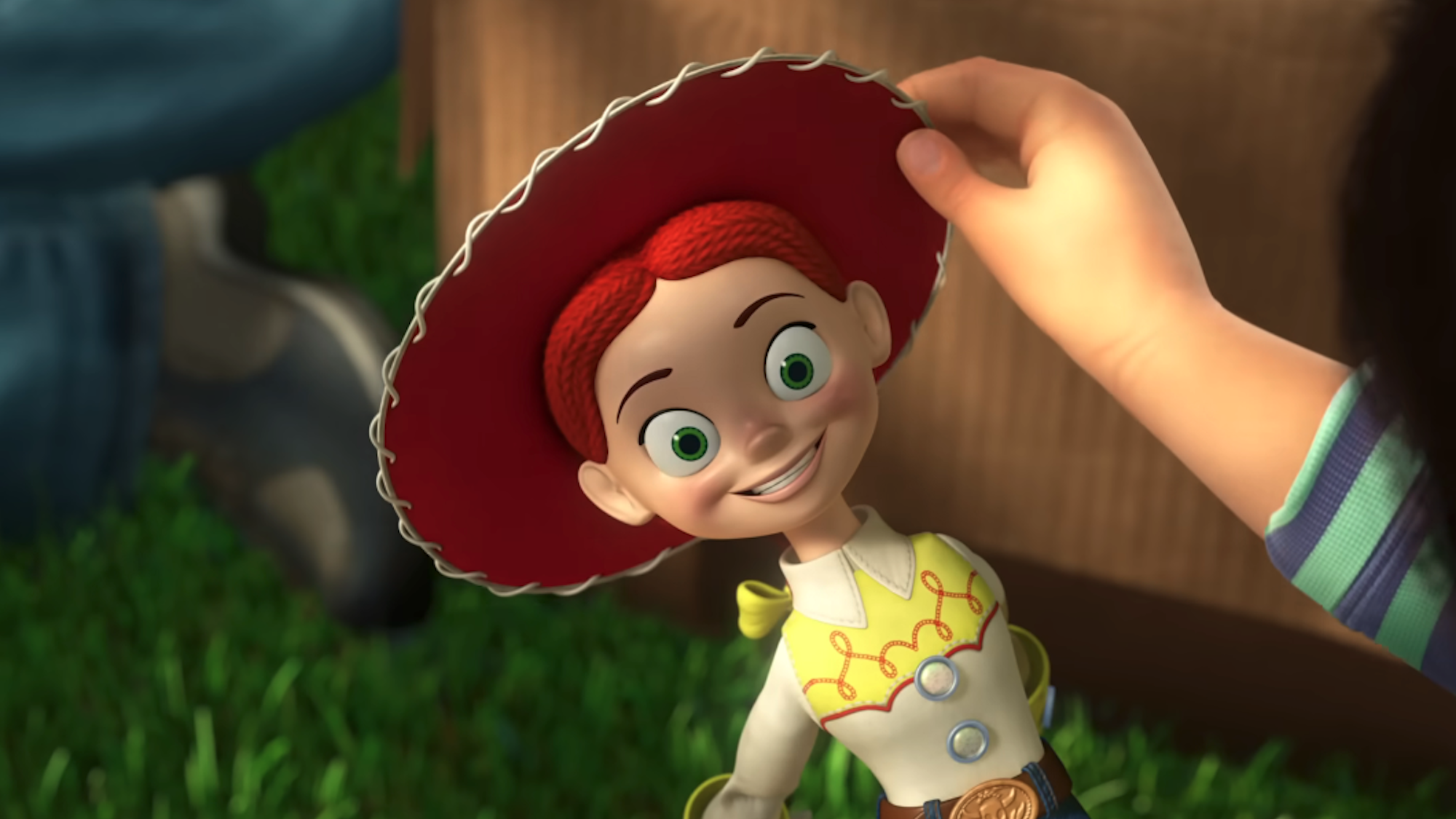 Jessie being held by Bonnie at the end of Toy Story 3