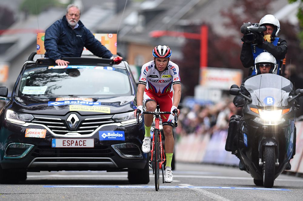 Egor Silin crosses the line in third place