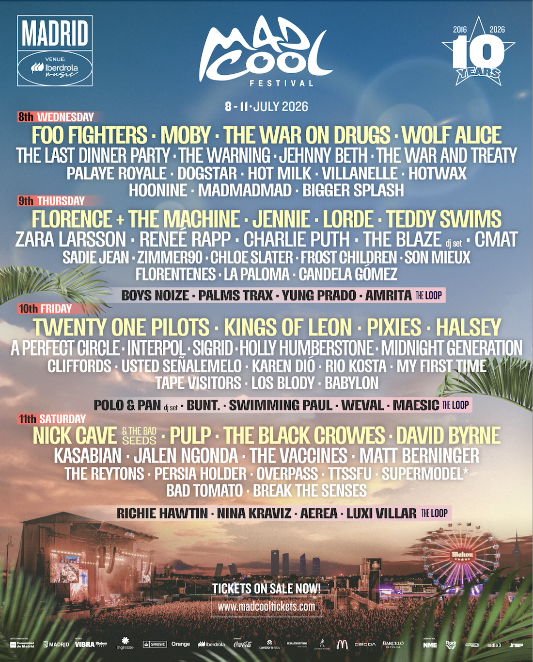 Mad Cool Festival 2026 line-up