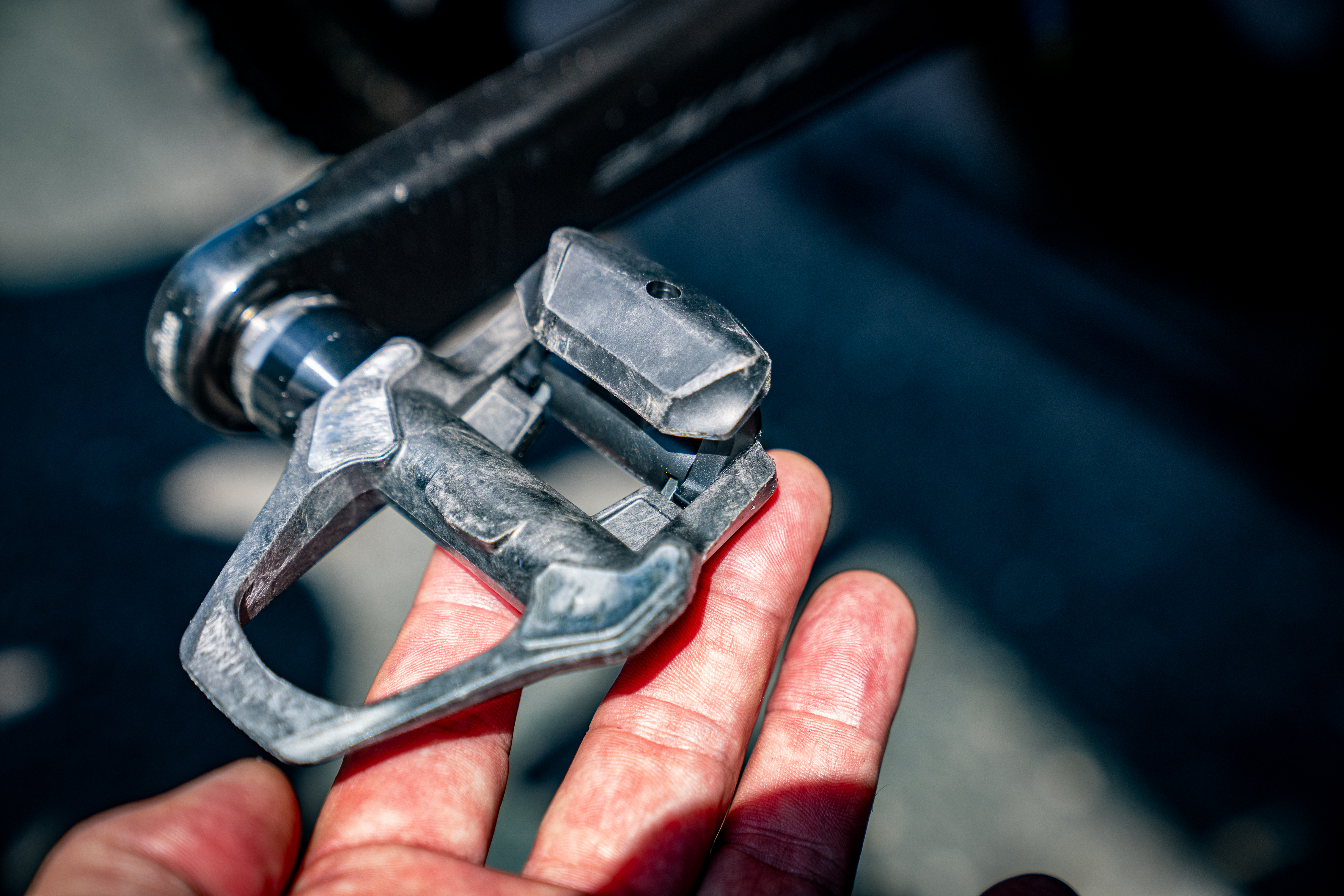 Close up of Shimano prototype pedals at the Tour de France Femmes
