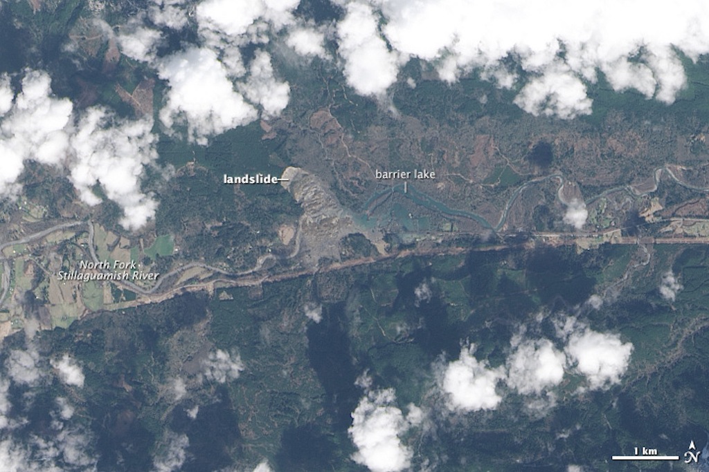 Landslide Near Oso, Wash. Seen from Space