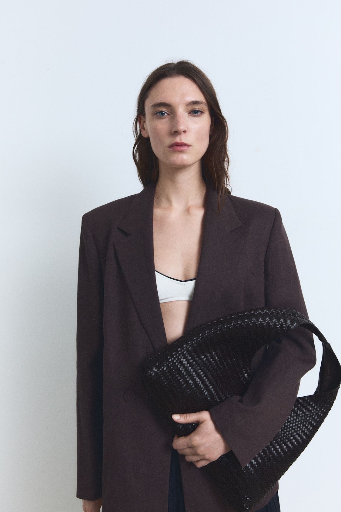 MANGO, Braided Leather Shoulder Bag