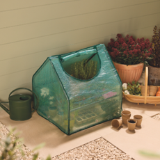 Aldi growhouse on a garden patio.