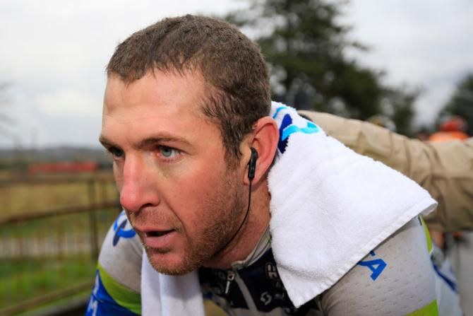 Goss (Orica GreenEdge) gets warm after the stage