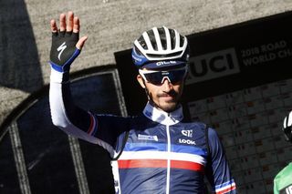 Julian Alaphilippe representing France at the 2018 World Championships in Innsbruck, Austria