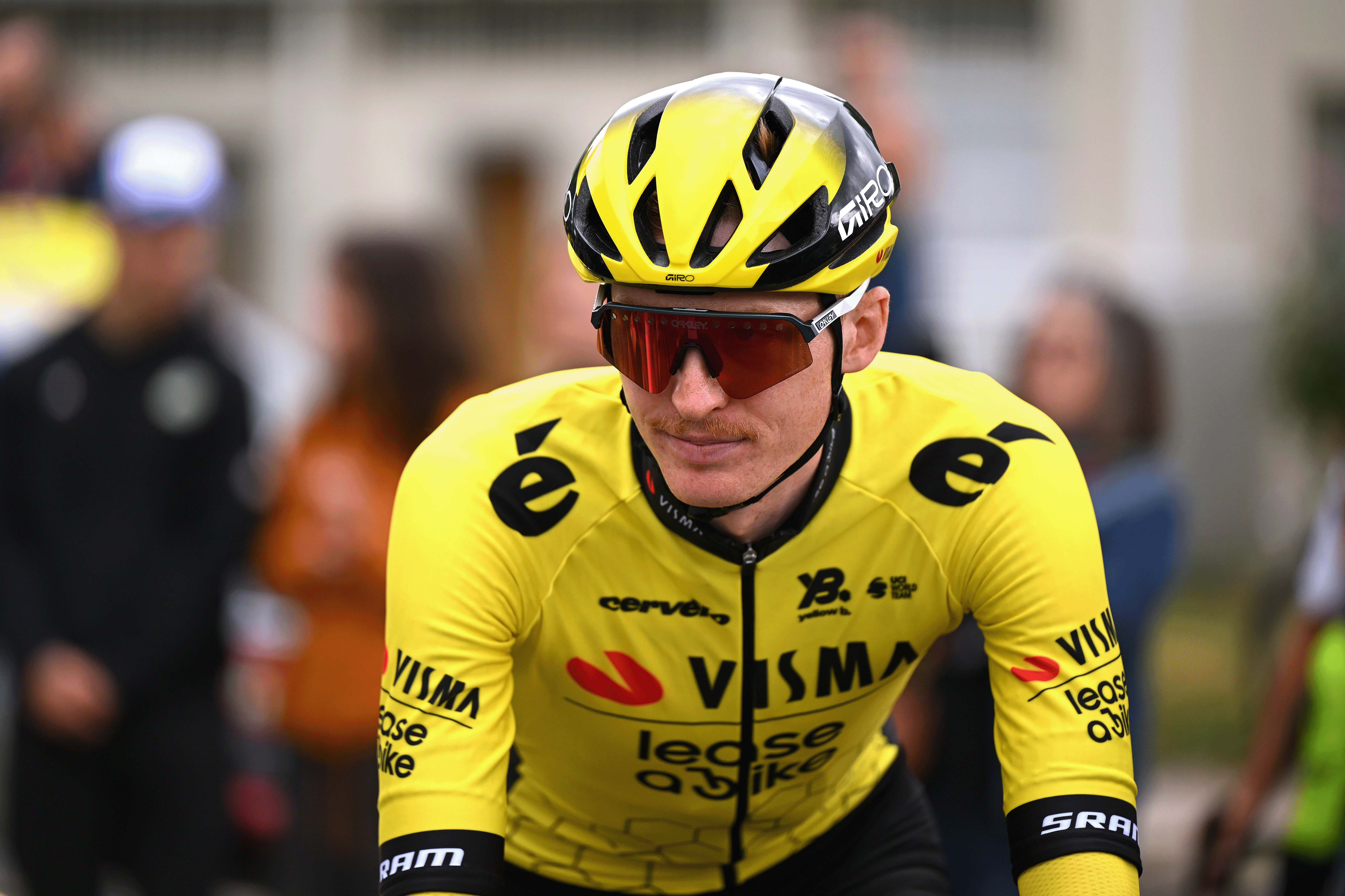DOMERAT, FRANCE - JUNE 08: Matteo Jorgenson of United States and Team Visma | Lease a Bike prior to the 77th Criterium du Dauphine 2025, Stage 1 a 195.8km stage from Domerat to Montlucon / #UCIWT / on June 08, 2025 in Domerat, France. (Photo by Dario Belingheri/Getty Images)