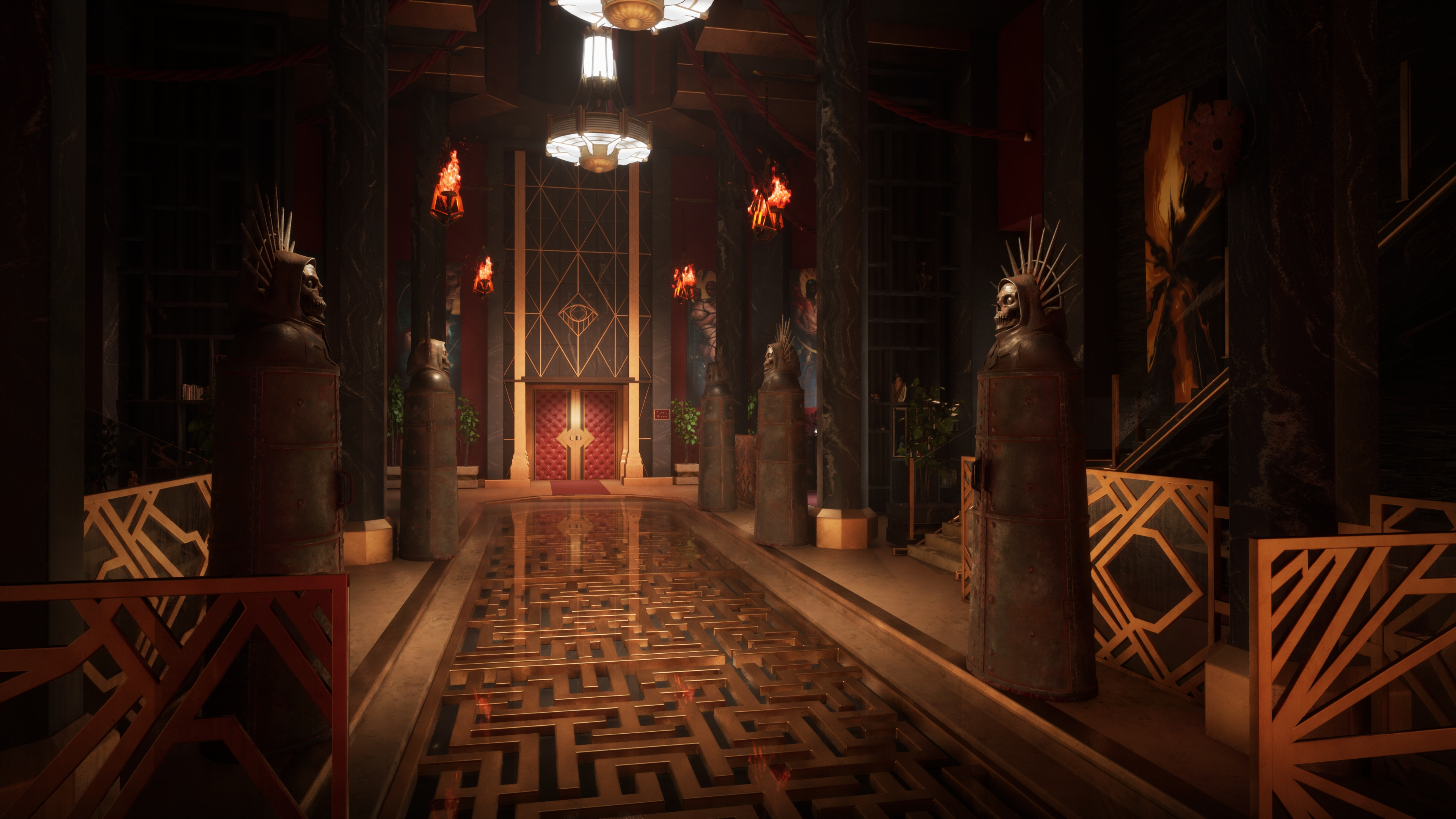 Hellraiser Revival game screens; demons, zombies, misty forests and temples
