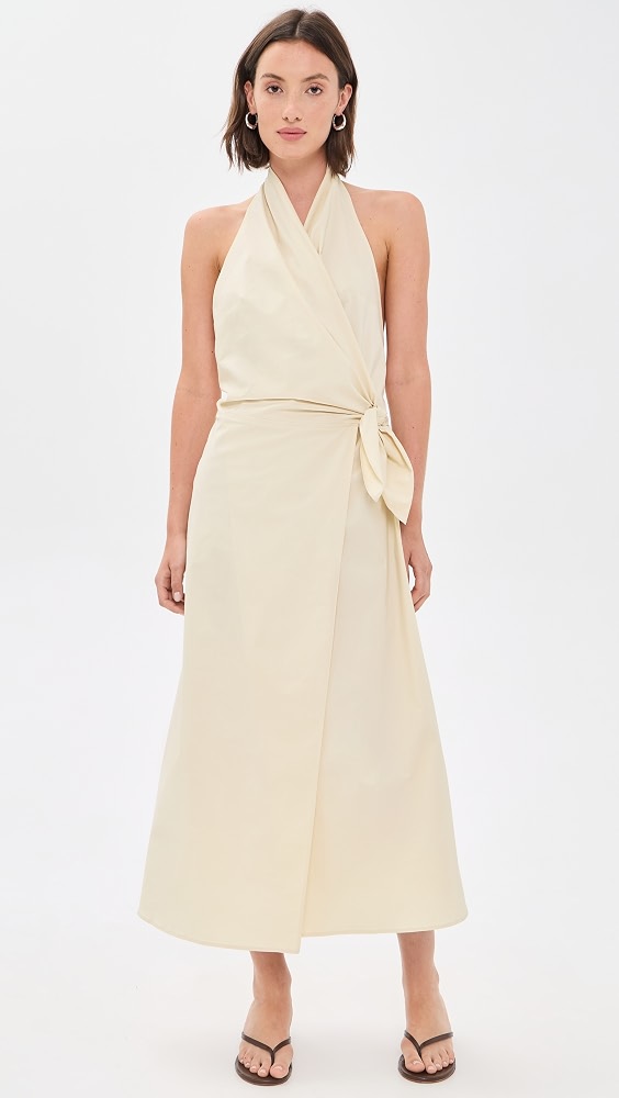 St. Agni Halter Wrap Backless Dress - Porcelain