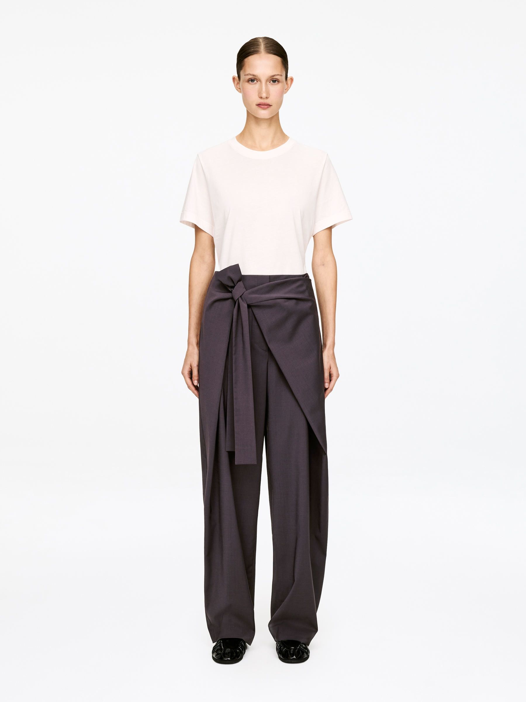 Wrap-Detail Tailored Trousers – Dark Brown – Arket Gb
