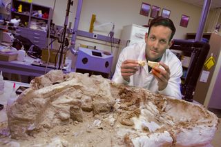 Michael D'Emic with dinosaur bones