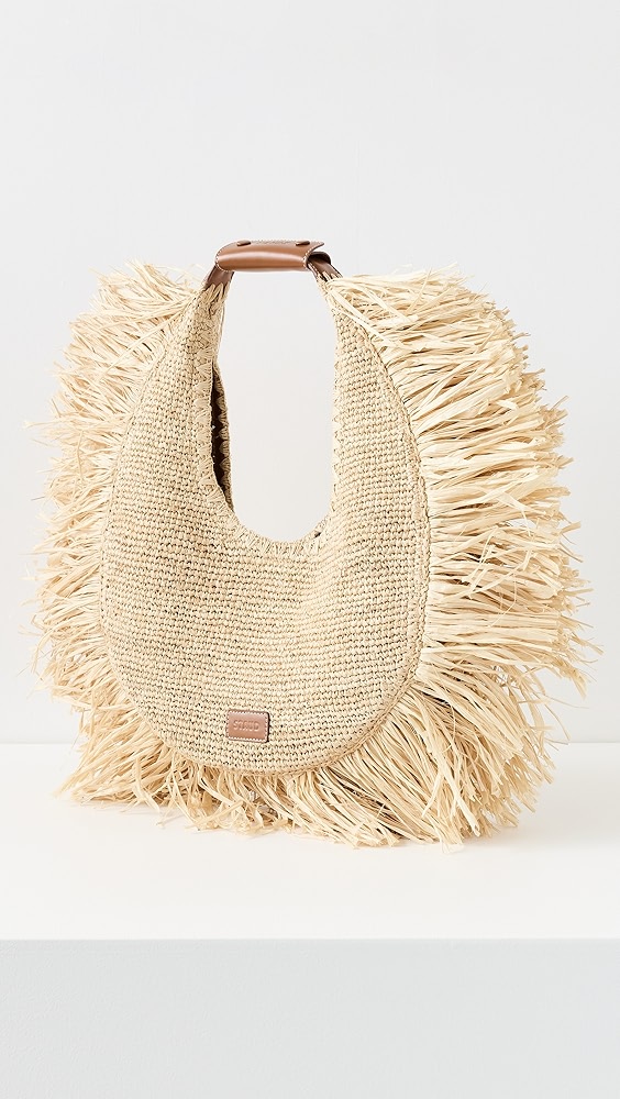 Staud Large Raffia Moon Tote Bag