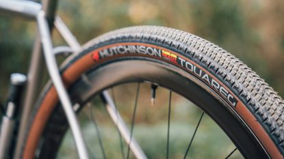 Image shows tread pattern of the Hutchinson Touareg gravel tyre in a 50mm width