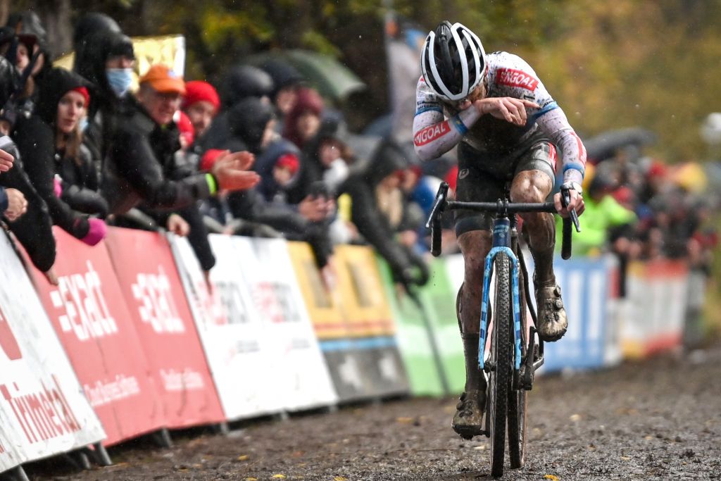 Belgian Eli Iserbyt pictured in action during the Koppenbergcross men elite race first race of the X2O Badkamers Trofee Veldrijden trophy out of eight in Oudenaarde Monday 01 November 2021 BELGA PHOTO DAVID STOCKMAN Photo by DAVID STOCKMANBELGA MAGAFP via Getty Images