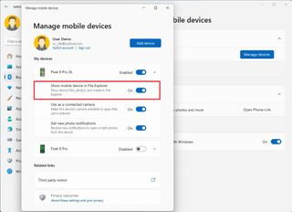 Show mobile device in File Explorer