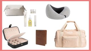 A composite of image products for a jetsetter's adult Easter basket ideas.