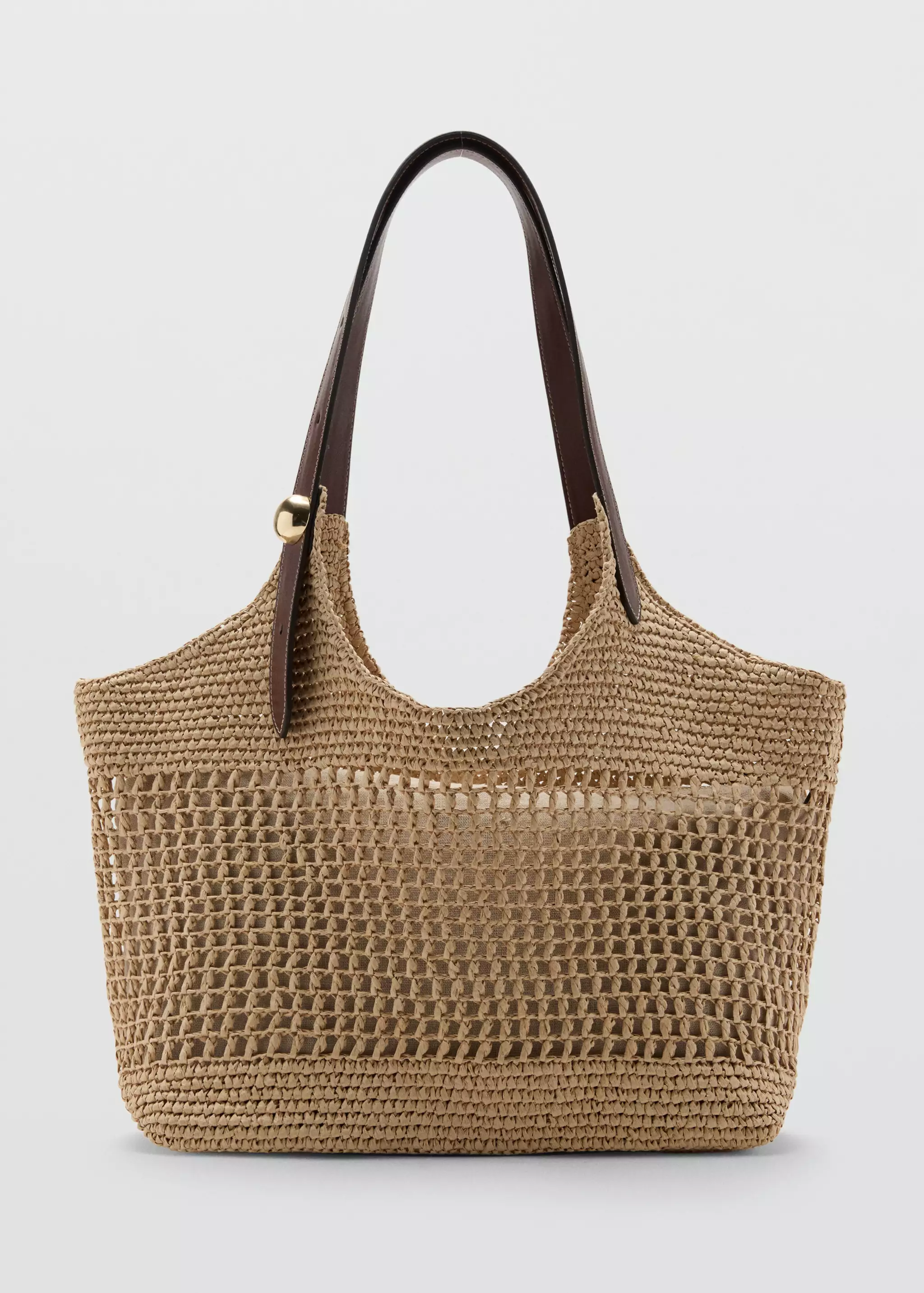 Natural Fibre Shopper Bag With Metallic Detail - Women | Mango United Kingdom