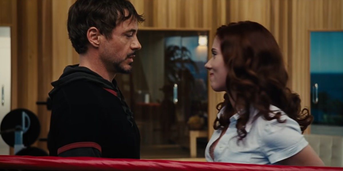 Tony Stark meeting Natasha Romanoff in Iron Man 2