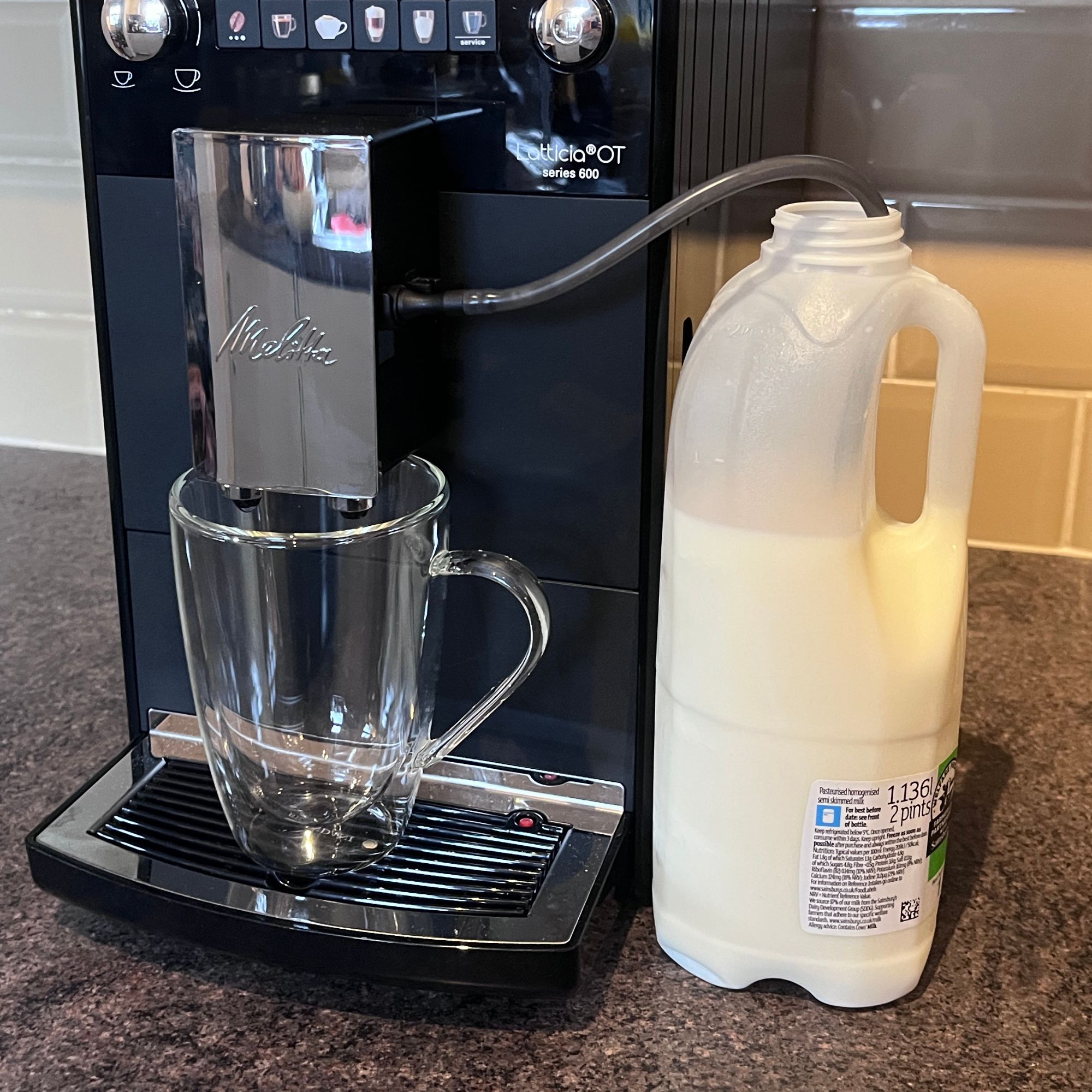 Melitta Latticia OT Bean-to-Cup Coffee Machine ready to steam milk