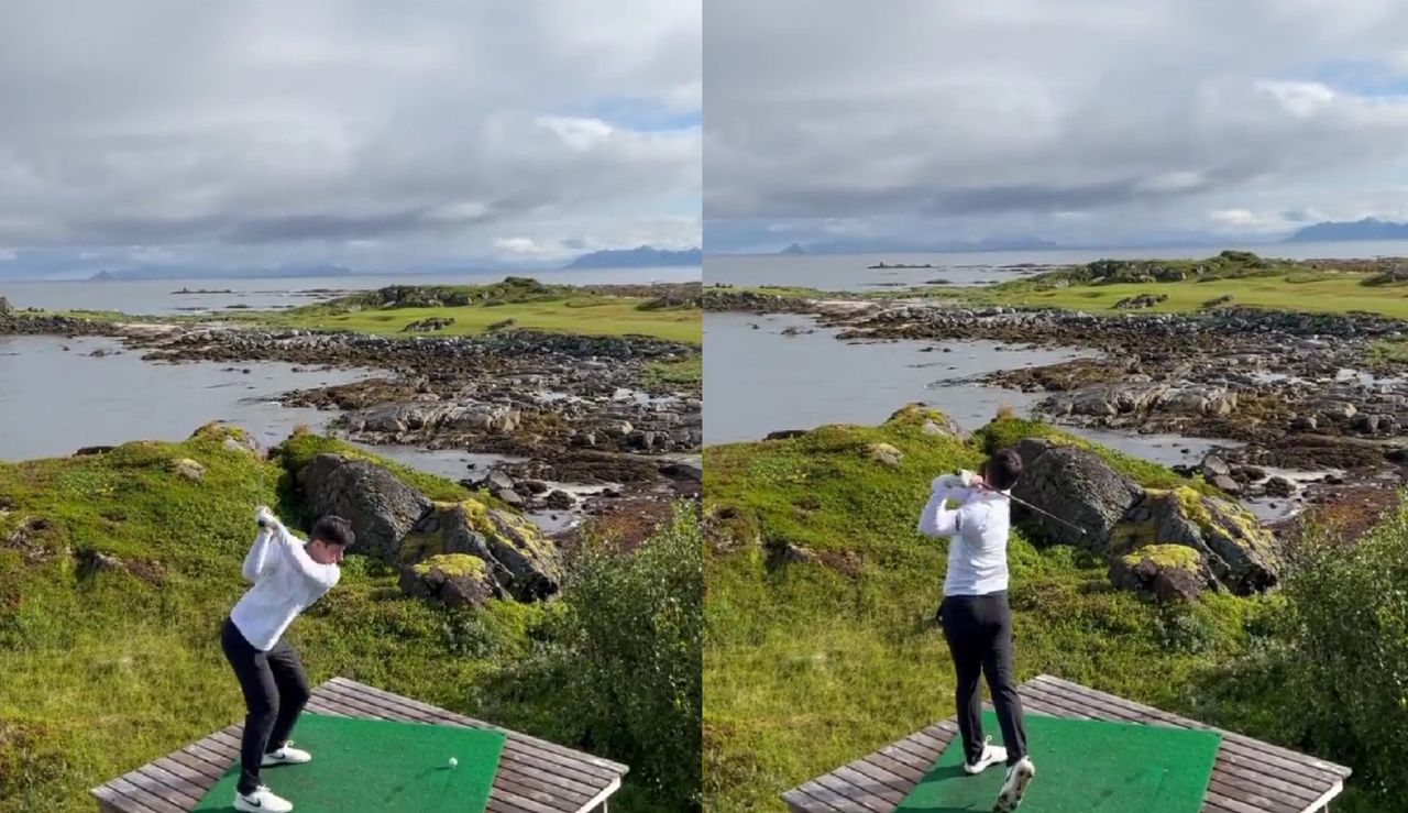 Hovland tees off at Lofoten Links