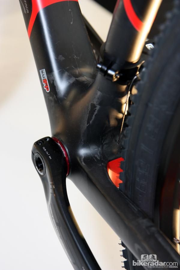 Wilier Triestina fits its 101 carbon fiber 29er hardtail with a press-fit bottom bracket.