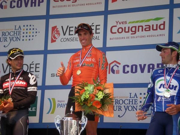 Podium (l-r): Davide Appollonio (Cerv&eacute;lo TestTeam), Koldo Fernandez (Euskaltel - Euskadi) and Jonathan Hivert (Saur - Sojasun)