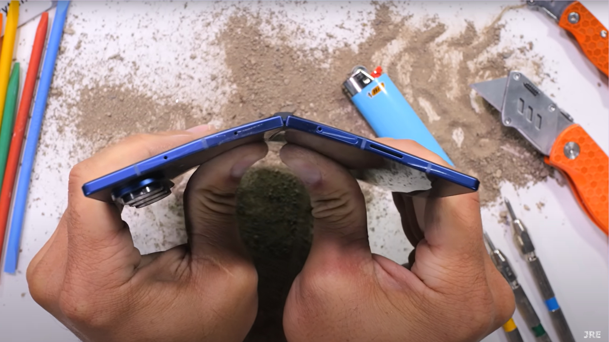 Galaxy Z Fold 7 being bent backwards