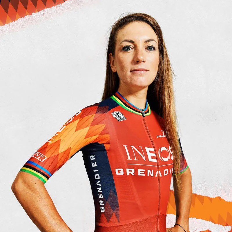 Pauline Ferrand-Prevot sporting Ineos Grenadiers' new kit