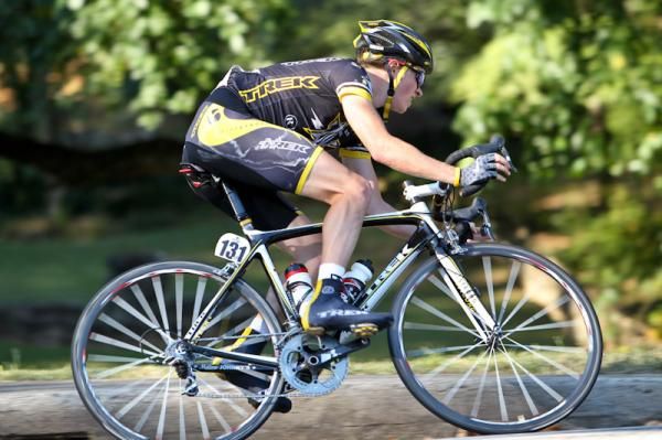 Ben King (Trek-Livestrong) enters the last of his short circuits.