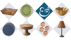 a collection of decor with scallop detailing