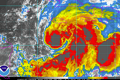 This satellite image of Sandy was taken Wednesday morning.