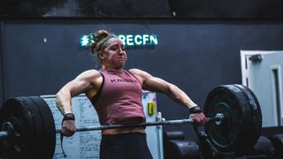 Lucy Campbell, the UK's fittest woman 2022, lifting a barbell