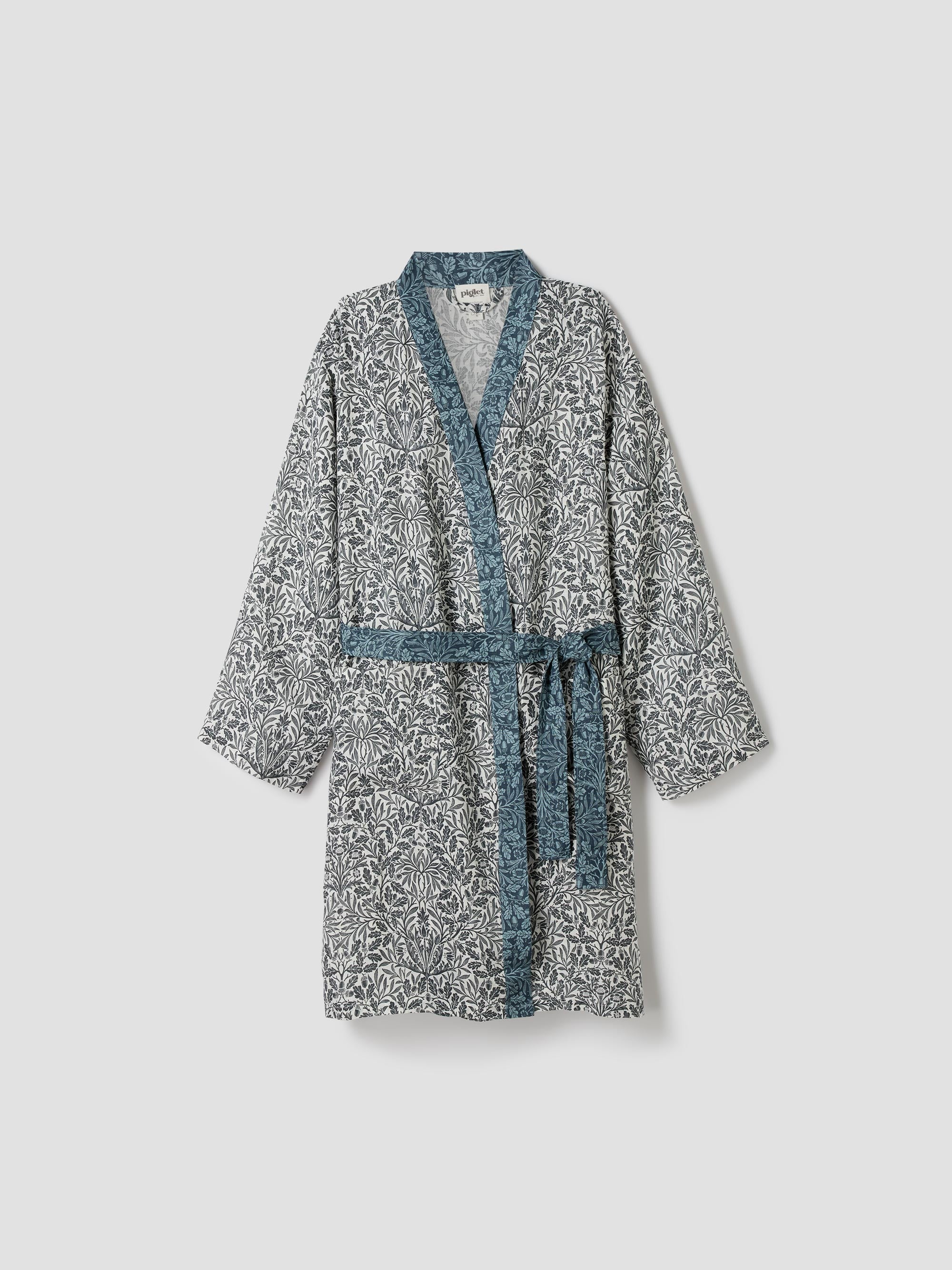 Ernest Blue Pure Acorn Linen Robe and Sleep Mask