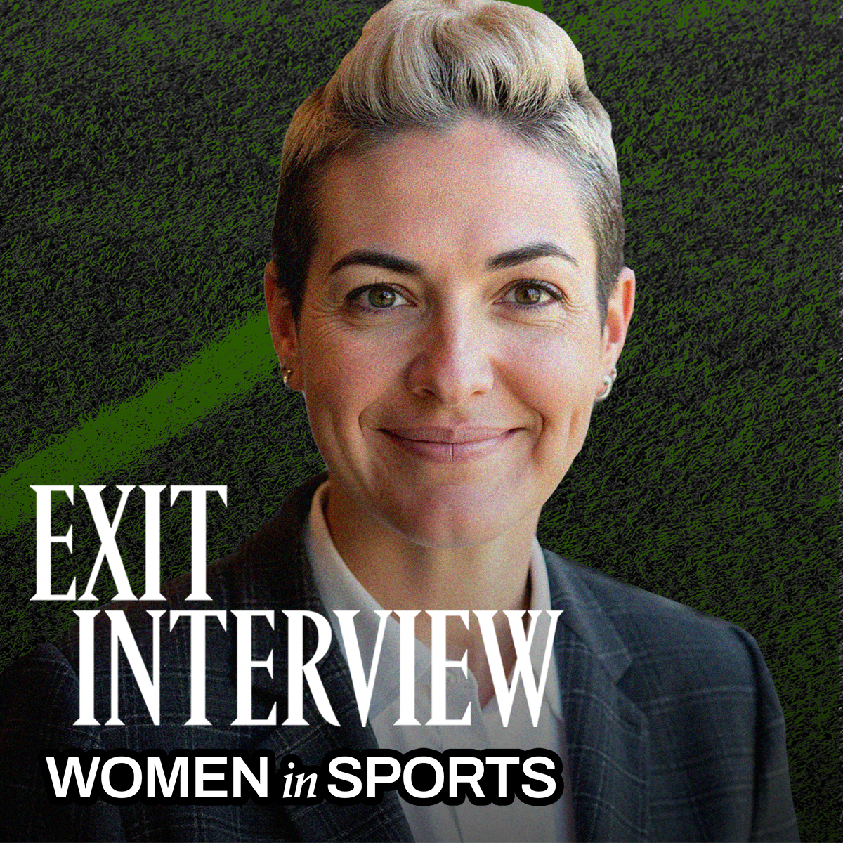 Graphic for Marie Claire&rsquo;s &ldquo;Exit Interview&rdquo; series featuring a portrait of Haley Carter on a green field background, with text reading &ldquo;Women in Sports.&rdquo;