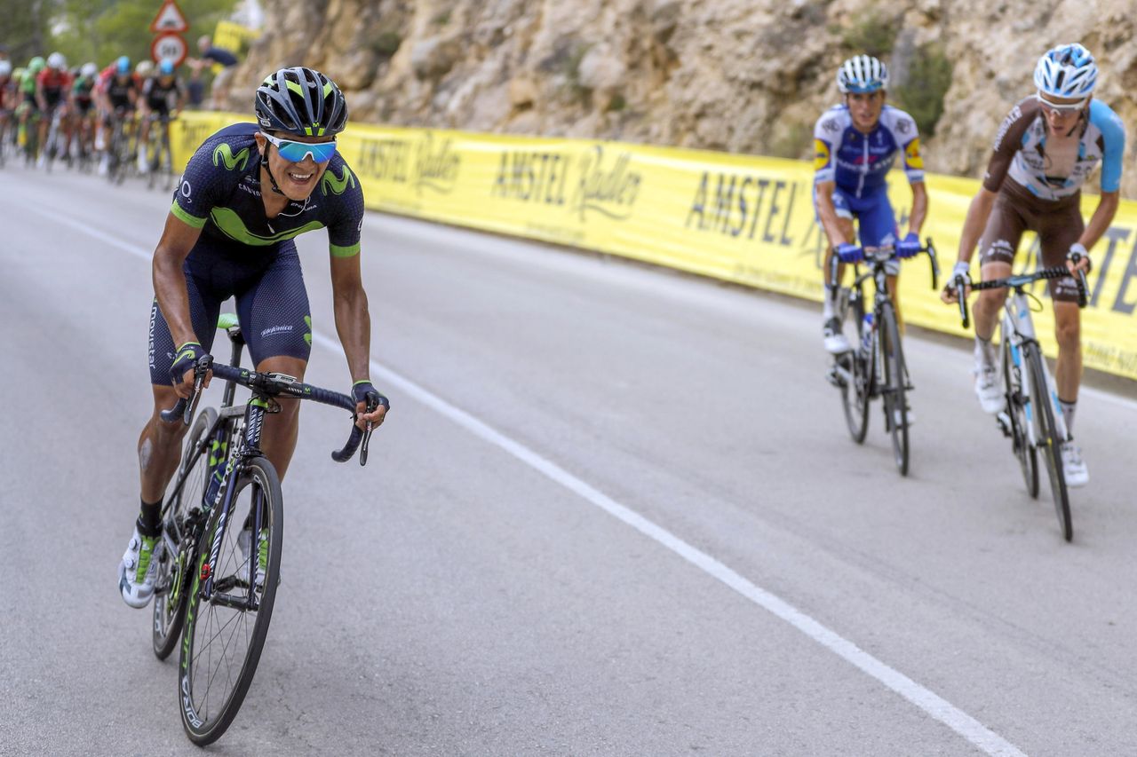 Richard Carapaz tries his luck on the final climb of stage 9 at the Vuelta a Espa&ntilde;a.