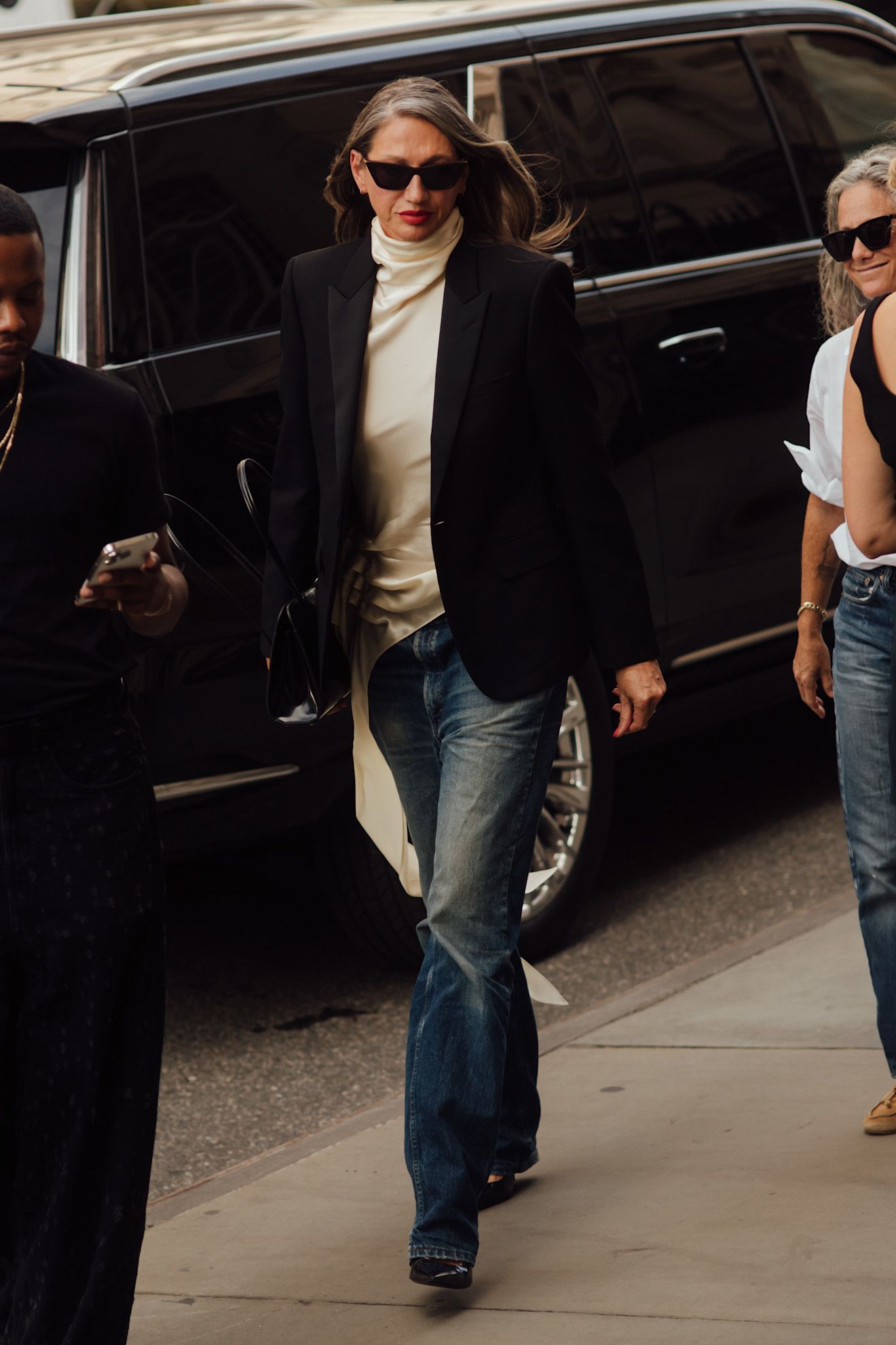 Jenna Lyons wearing Kallmeyer's Ornella Top with jeans.