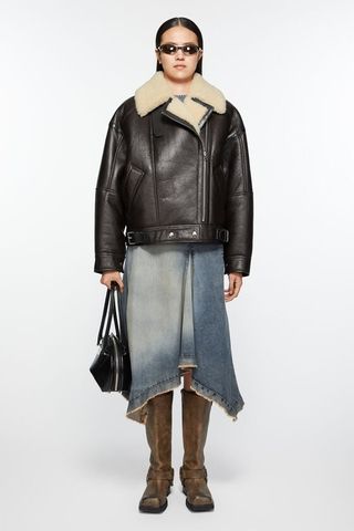 Shearling-Lederjacke