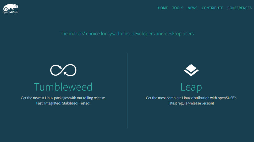 Tangkapan layar situs web untuk OpenSUSE
