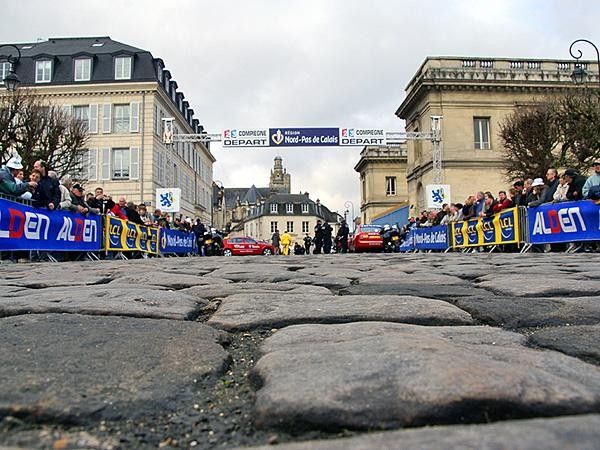 The riders didn't hit the first real section of pav&eacute; until quite a ways into Paris-Roubaix, but race organizers gave the peloton just a little taste right at the start line.