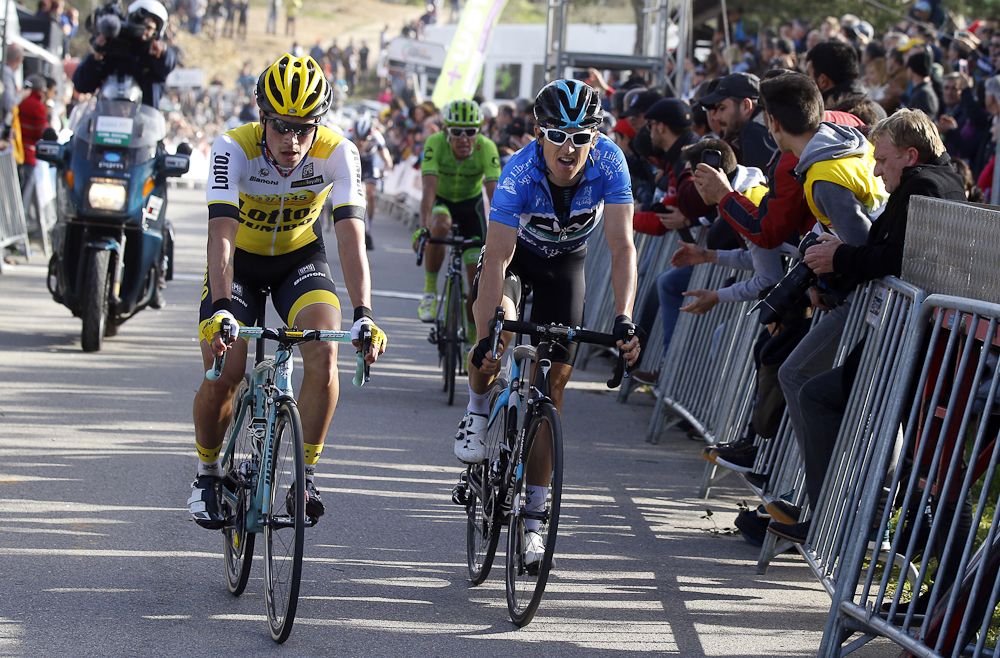 Primoz Roglic (LottoNL - Jumbo) and Geraint Thomas (Team Sky)
