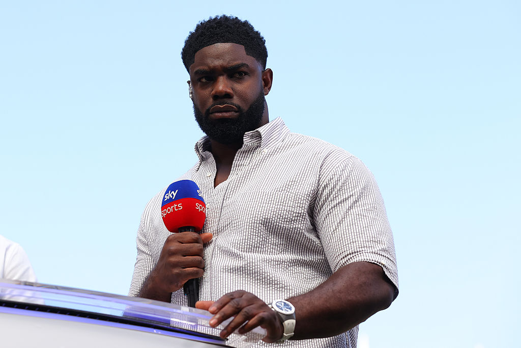MANCHESTER, ENGLAND - AUGUST 17: Sky Sports pundit Micah Richards during the Premier League match between Manchester United and Arsenal at Old Trafford on August 17, 2025 in Manchester, England. (Photo by James Gill - Danehouse/Getty Images)