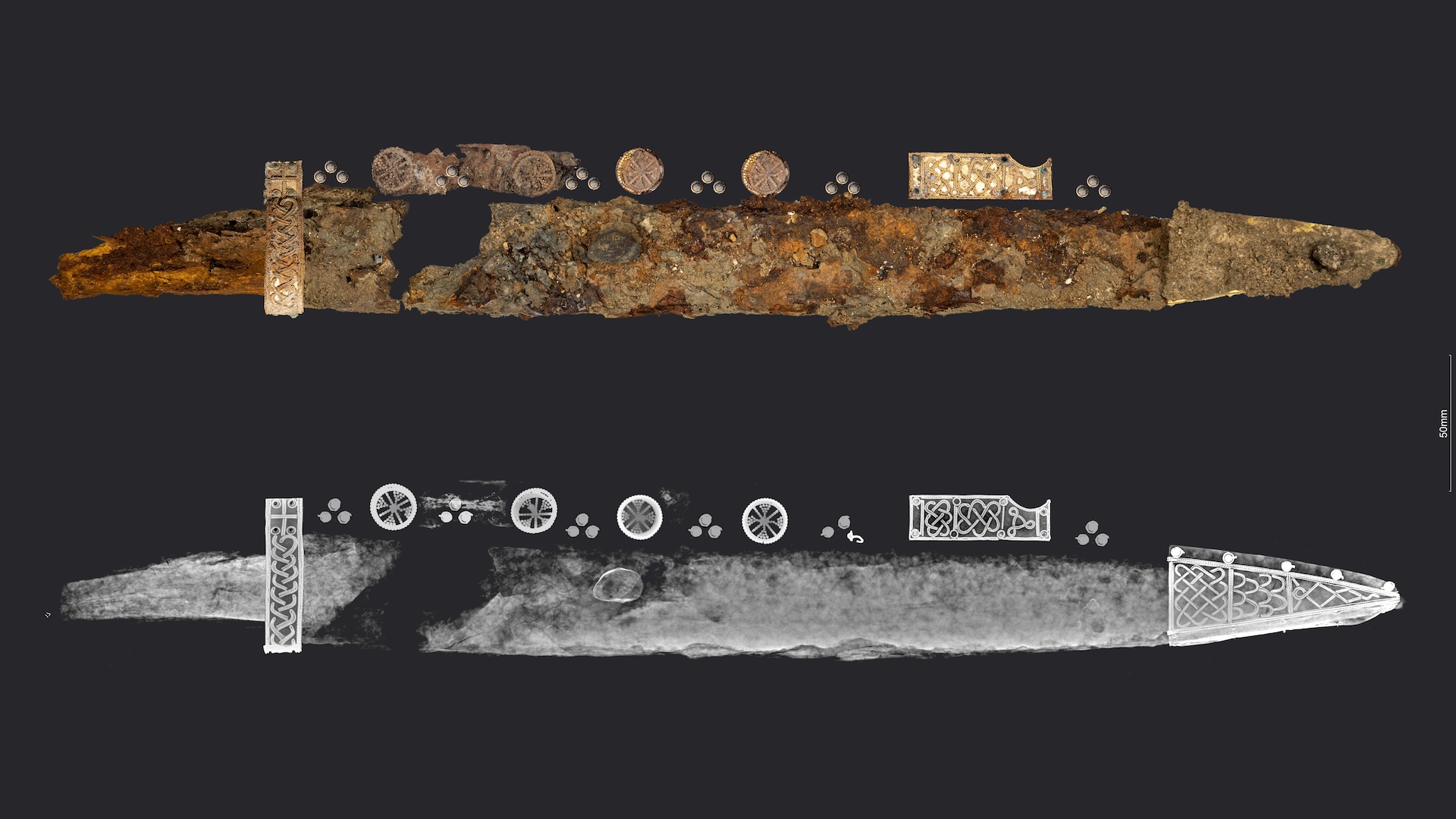 an image of a weathered decorated sword