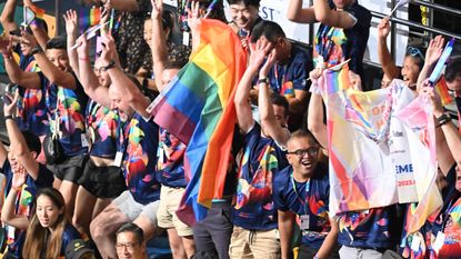 Fans attend the opening ceremony of the Gay Games in Hong Kong this week 