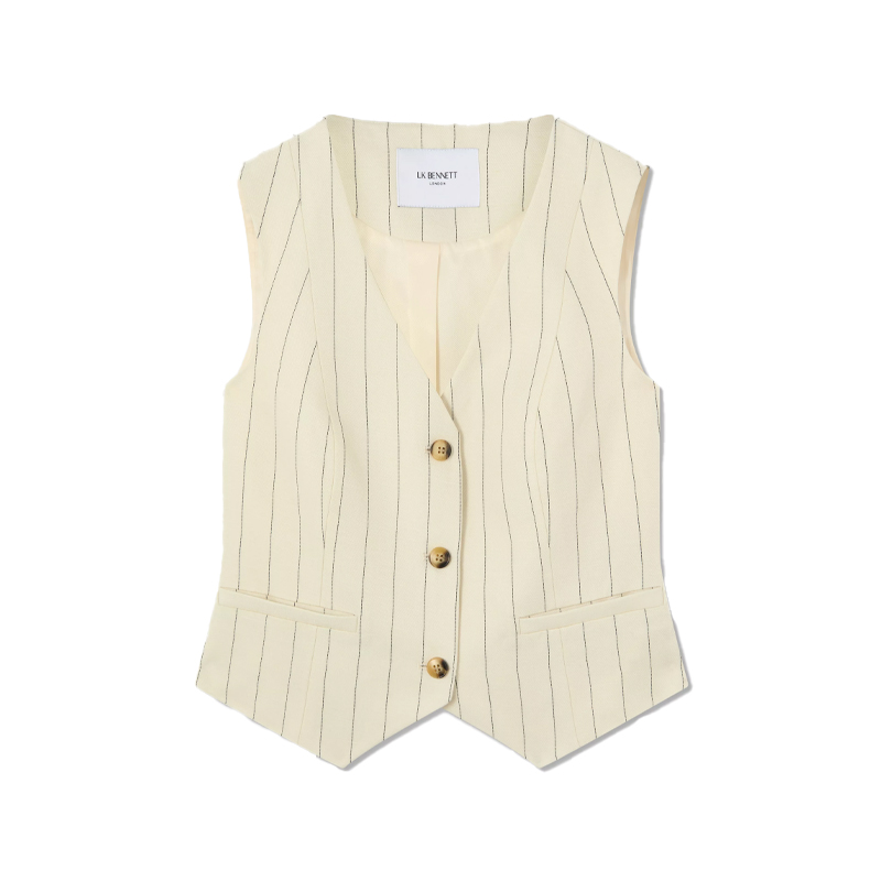 cream and black pinstripe waistcoat, LK Bennett
